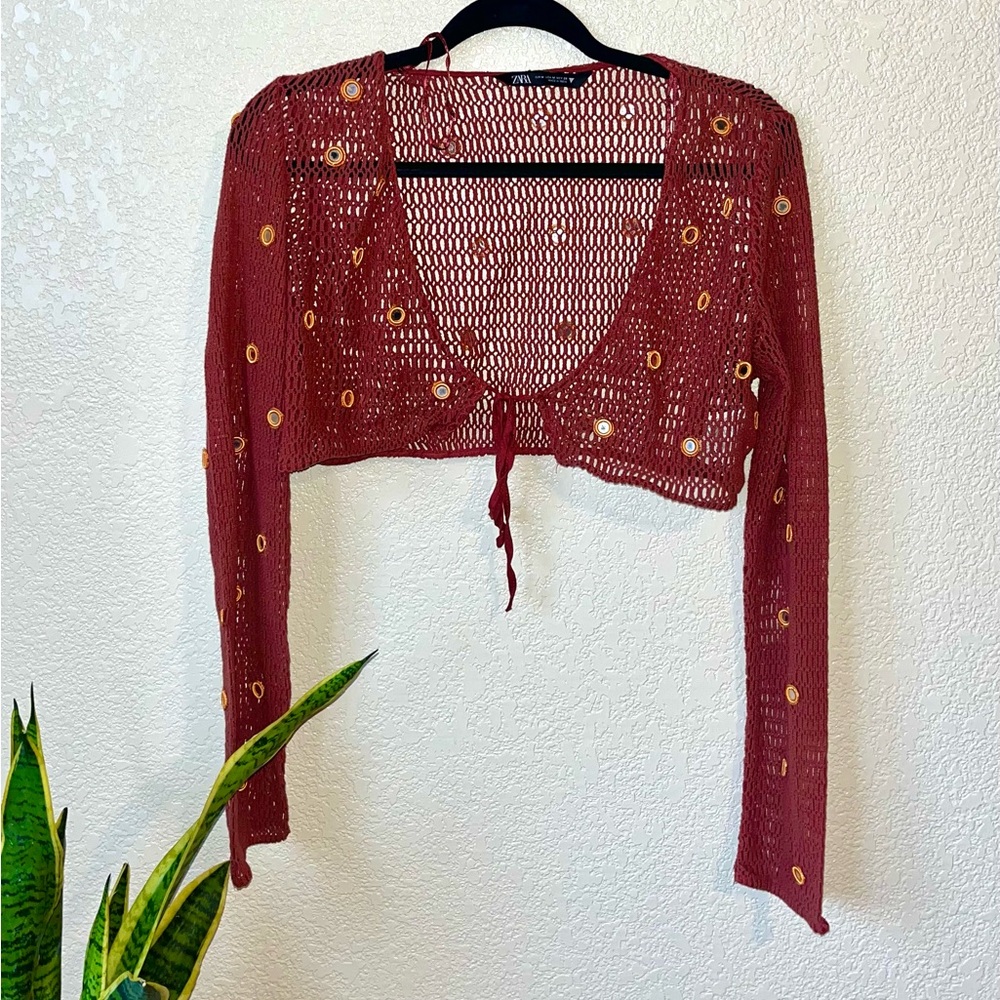 Zara Burnt Orange Crochet Top